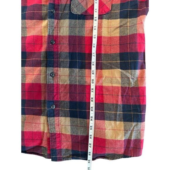 Volcom Flannel Shirt Mens XL Modern Fit Plaid Long Sleeve Button Front Red Navy - Picture 11 of 13